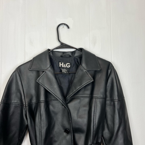 Vintage Faux Leather Belted Jacket Sz L - Picture 2 of 9